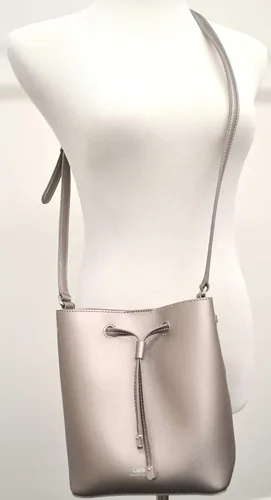 Vista 3 de Ahorre en el producto Diseñador para mujer Lauren Dryden Debby II Mini Bolso de cuero con cordón Peltre, Metálico