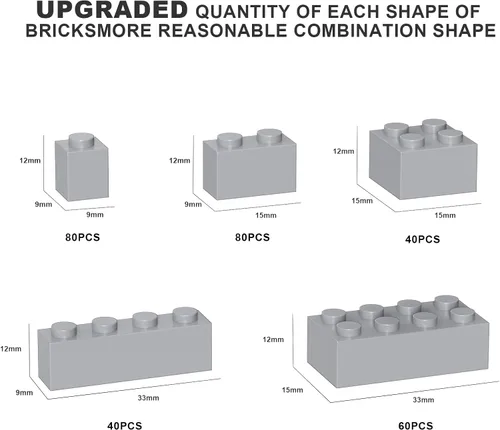 Vista 2 de 300 piezas de bloques de construcción clásicos, bloques a granel gris claro, compatibles con piezas y partes de las principales marcas, juguetes