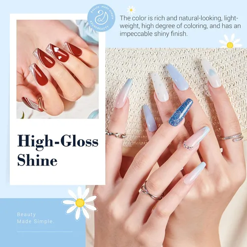 Vista 3 de AzureBeauty - Kit de 31 piezas de polvo de inmersión para uñas, otoño, invierno, rojo y verde con purpurina