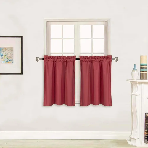 Vista 28 de Better Home Style - Cortina aislante para ventana, 2 paneles, 100% opaca, paneles cortos para cocina, baño o cualquier ventana pequeña