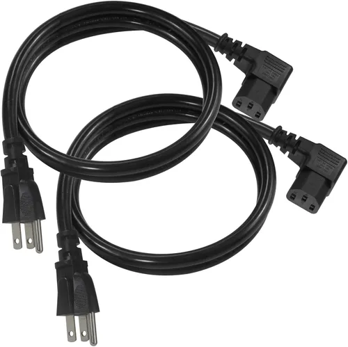 Vista 10 de Cable de alimentación de computadora en ángulo recto de 3 pies, enchufe NEMA 5-15 a cable de alimentación IEC C13, cable de alimentación universal