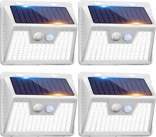 Vista 31 de Peasur Luces Solares para Exteriores con Sensor de Movimiento, 140 LED Luz Solar Alimentada por Energía Solar para Cerca Impermeable, 3 Modos