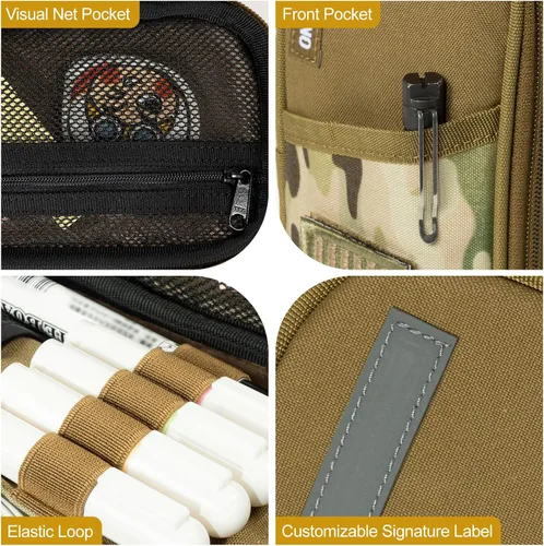 Vista 2 de ONETIGRIS Estuche para lápices para niños, estuche para niños, suministros de oficina, papelería, cremallera, multiranura, gran capacidad