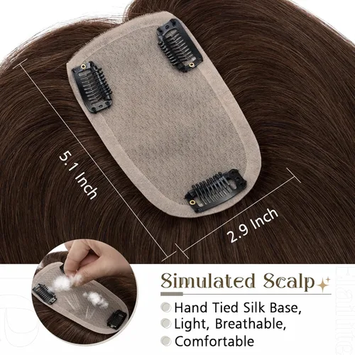 Vista 2 de Elailite Toppers para el cabello para mujer, cabello humano real, separación libre para adelgazar el cabello, piezas de cabello para pérdida