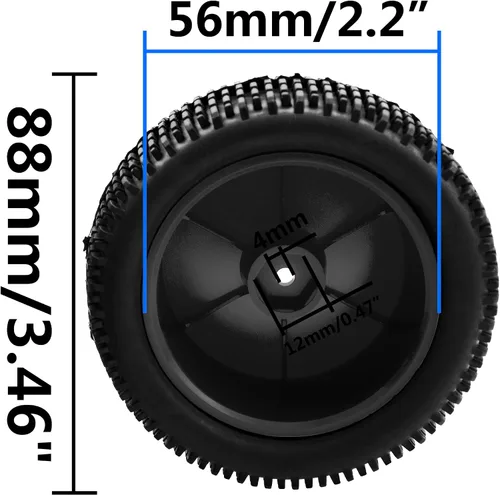 Vista 6 de Neumático de goma OD 88mm/3.46" delantero trasero y llantas de rueda de plástico con cubo de 12mm Hex compatibles con Redcat Tornado Shockwave HPI
