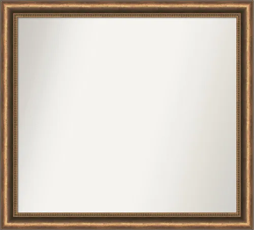 Vista 44 de Amanti Art Espejo de baño de bronce para sobre fregadero, 24 x 24 pulgadas, espejo de tocador cuadrado estrecho de bronce Manhattan, marco de madera