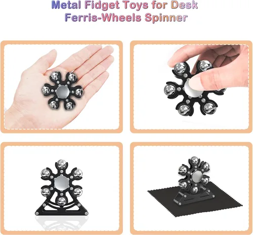 Vista 4 de Juguetes de escritorio para ruedas de la fortuna - Spinner: 4mins Kinetic-Metal-Spinner, Cool-Gadgets-Stuff for Kid Children Teen Adult EDC-Toy