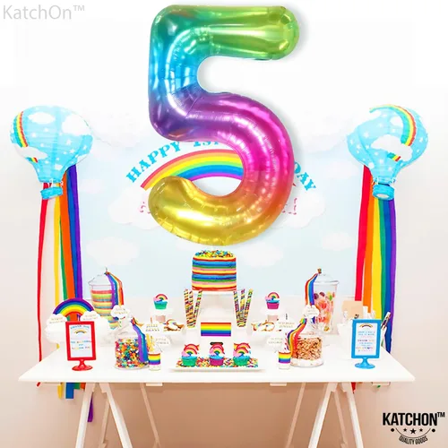 Vista 9 de Globos gigantes de arcoíris con el número 50 de 40 pulgadas, globos del número 50 para decoraciones de cumpleaños de 50 para niñas, globos