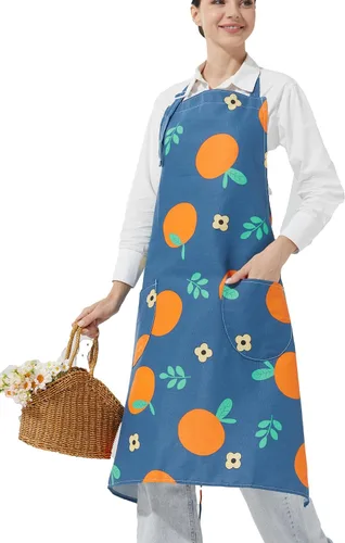 Vista 16 de Delantales de algodón y lino para hornear, talla grande, para mujer, con bolsillos, cocina