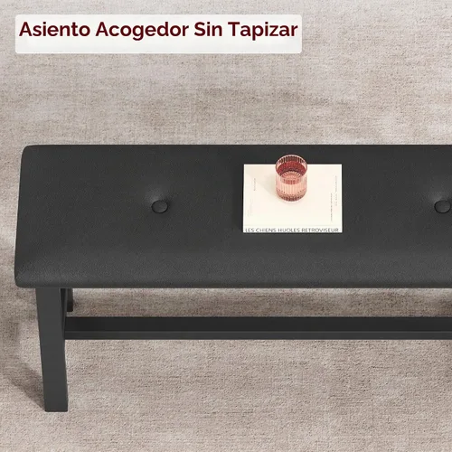 Vista 6 de IDEALHOUSE Juego de mesa de comedor para 4, mesa de cocina con 2 bancos tapizados, juego de mesa de comedor rectangular, juego de mesa de cocina