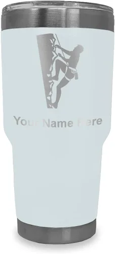 Vista 36 de LaserGram 20oz Vacuum Insulated Tumbler Mug, Rock Climber, Personalized Engraving Included (Coral)