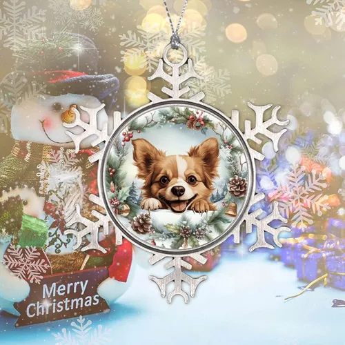 Vista 2 de Juguete ruso lindo divertido mirando perro cachorro árbol de Navidad adornos colgantes juguete ruso regalo de recuerdo de Navidad decoración de copo