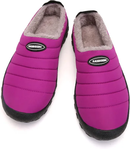 Vista 3 de UBFEN Mens Womens Winter Warm Slippers with Fuzzy Plush Lining Slip on House Shoes Indoor Outdoor Anti-Skid Rubber Sole