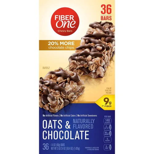 Vista 2 de Fiber One Barras de granola de avena y chocolate, 128