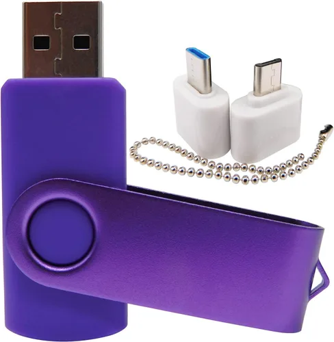 Vista 17 de Mini unidad flash USB de capacidad con 1 OTG (Micro USB) y 1 adaptador tipo C (USB-C) para teléfono móvil (naranja, 128 MB)