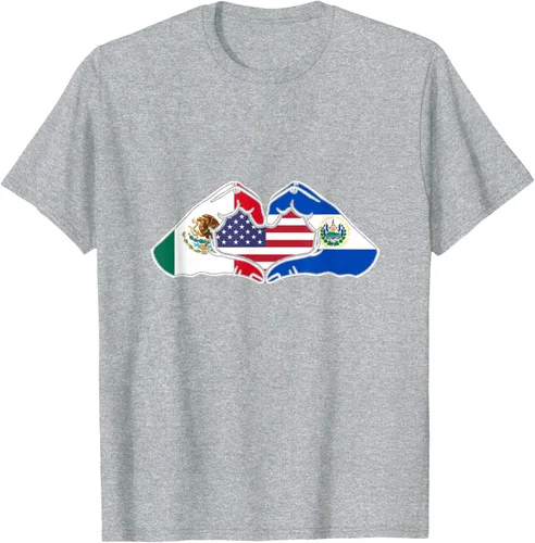 Vista 53 de Corazón manos México, El Salvador y Estados Unidos. Camiseta, Negro
