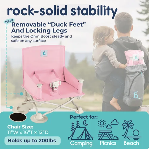 Vista 3 de Hiccapop OmniBoost Asiento elevador de viaje con bandeja para bebé Asiento elevador portátil plegable para bebé para mesa de comedor, camping