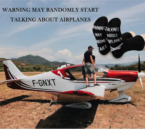 Vista 5 de GJTIM 2pairs Funny Airplane RC Pilot Flying Gift Warning May Randomly Start Talking About Aviones Calcetines