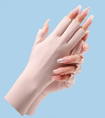 Vista 3 de Guantes sin dedos para mujer, guantes de verano con protección UV, guantes sedosos de hielo fresco, guantes de conducción unisex