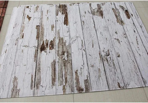 Vista 3 de Tapete de goma para fotografía de recién nacido, de 5 x 4 pies, diseño retro de madera blanca rota para fotografía