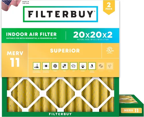 Vista 65 de Filterbuy Filtro de aire MERV 11 de 8 x 14 x 1 pulgadas para defensa de mascotas y alergias (paquete de 2), filtros electrostáticos plisados