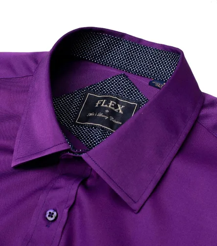 Vista 5 de J.VER Camisa de vestir elástica de manga larga casual para hombre, sin arrugas, ajuste regular, con botones