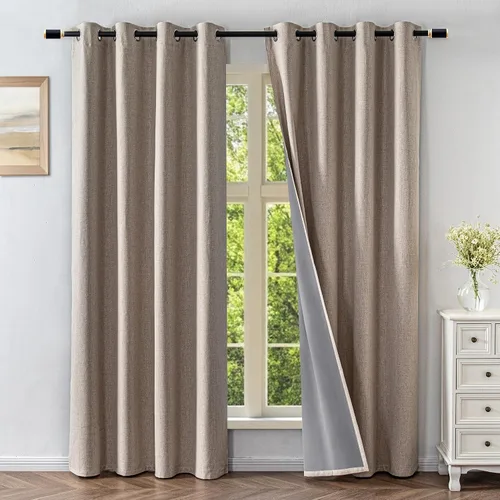 Vista 13 de Cortinas opacas para sala de estar, cortinas 100% opacas de 90 pulgadas de largo, juego de 2 paneles de 2 paneles, con aislamiento térmico, pestaña