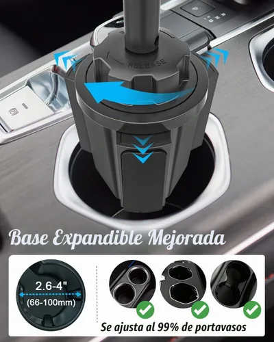 Vista 4 de Soporte para tablet para automóvil, brazo de metal, soporte de tableta resistente para portavasos de automóvil, soporte de automóvil ajustable