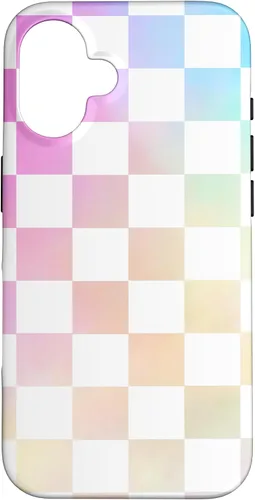 Vista 32 de Pastel Rainbow Checkerboard Checker Checked Pattern Case for iPhone 17