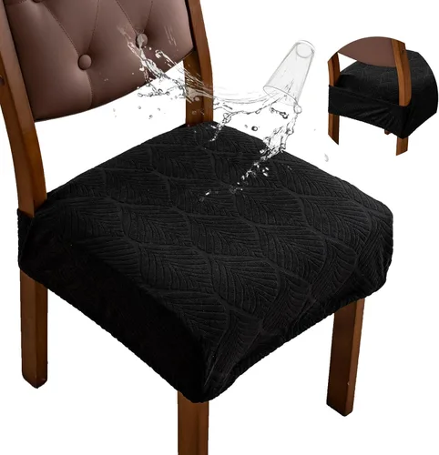 Vista 26 de Fundas de asiento para silla de comedor, extraíbles y lavables, juego de 2, fundas de cojín de asiento de silla de jacquard, protectores