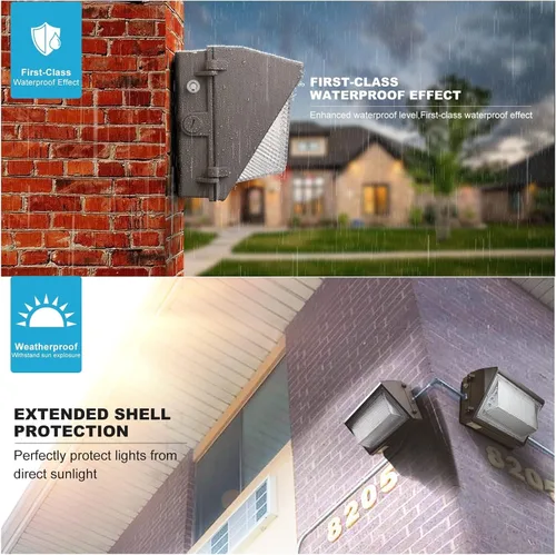Vista 4 de Lightdot Paquete de 6 luces LED de pared de 70 W, 100-277 V, fotocélula inteligente del atardecer al amanecer, 10500 lm (150 Lm/W) 5000 K IP65