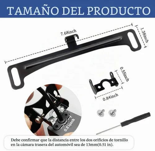 Vista 2 de Cámara de respaldo universal para placa de matrícula, kit de montaje para cámara de visión trasera en el salpicadero, soporte para cámara de placa