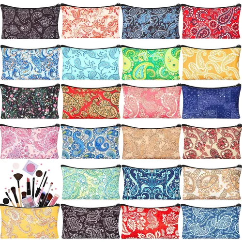 Vista 20 de 24 piezas bolsas de maquillaje a granel, bolsas de cosméticos de lona, organizador de bolso, bolsa cosmética con cremallera, bolsa de tocador