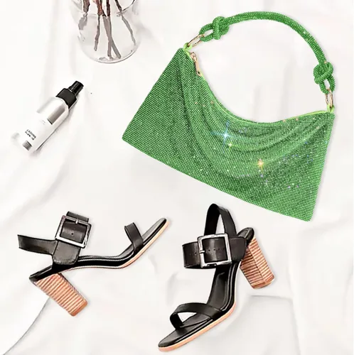 Vista 3 de WLLWOO WLLWOO Bolsos de mano con diamantes de imitación para mujer, bolsos de noche elegantes, bolsos cruzados brillantes para fiesta, club, boda