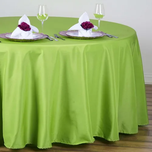 Vista 2 de Efavormart - Mantel redondo de poliéster de 108 pulgadas, 108 pulgadas, para bodas, fiestas, banquetes, restaurantes, color verde manzana