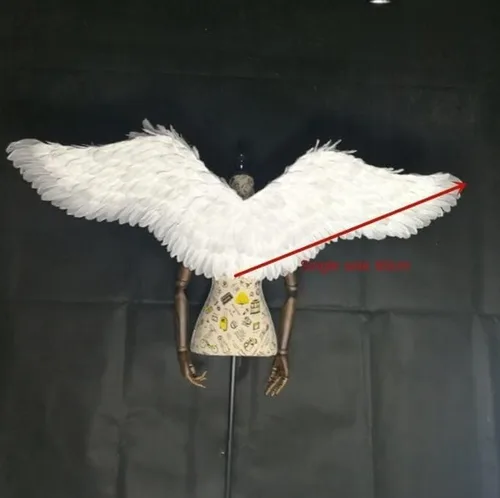 Vista 3 de Plumas de hadas grandes de Halloween para adultos tamaños de alas de ángel brillantes decoración de tela de Navidad disfraces de disfraces