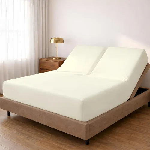 Vista 14 de Sábana bajera ajustable con parte superior dividida para camas ajustables, 100% algodón Giza, cabeza flexible de 34 pulgadas, tamaño King, 1 pieza