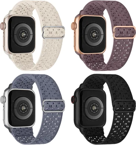 Vista 38 de 4 Pack Stretchy Solo Loop Compatible with Apple Watch Bands Women Men