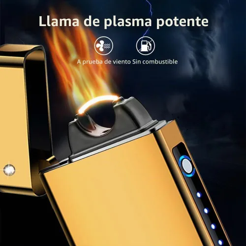 Vista 2 de GADATOP Encendedor eléctrico a prueba de viento, encendedores de plasma alto con carga USB, encendedor de arco de metal de lujo para regalos