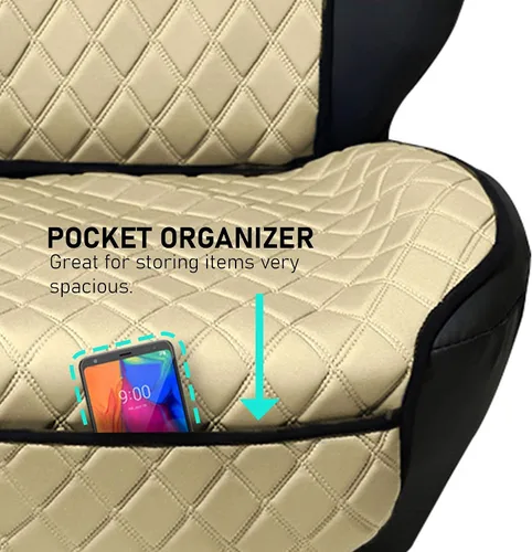 Vista 4 de FH Group Protector de asiento delantero de automóvil, resistente al agua, compatible con bolsa de aire, diseño de diamante de lujo Neo Supreme Beige