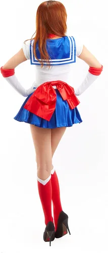 Vista 4 de Traje de cosplay para adultos, Sailor Moon Tsukino Usagi, 7 piezas