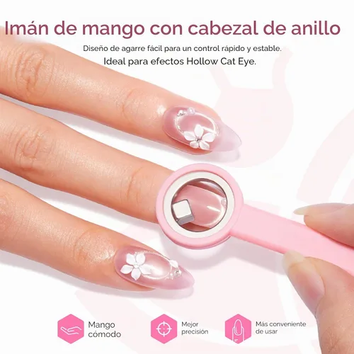 Vista 7 de modelones Imanes de uñas con imán de ojo de gato, ojo de gato, color marrón Juego de imanes de ojo de gato rosa bebé A A A