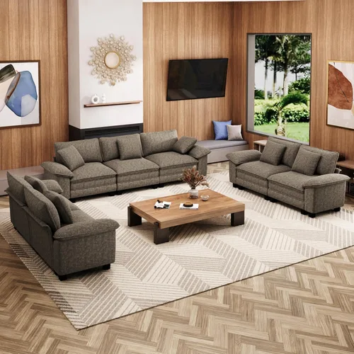 Vista 13 de Sofá Seccional Modular Individual de 53.5", Sillón de Pana Suave y Afelpada con Asiento Profundo Cómodo y Brazos Removibles para Sala de Estar