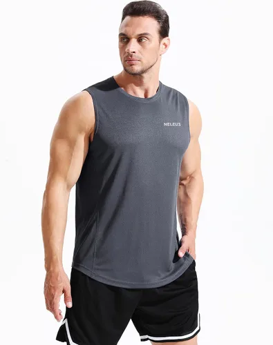 Vista 6 de NELEUS Camiseta sin mangas para hombre Dry Fit Workout Running
