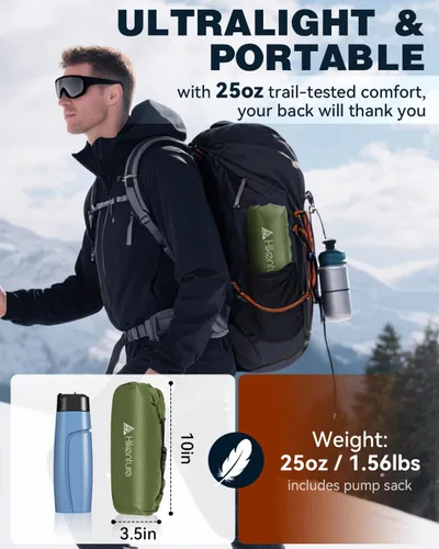 Vista 3 de Hikenture Colchoneta de dormir de camping con valor R 6.2, colchón ultraligero para todas las estaciones, alfombrilla de dormir compacta y aislada