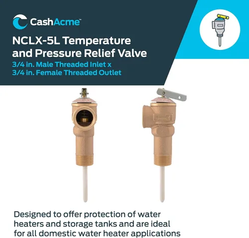Vista 2 de Cash Acme Válvula de alivio de temperatura y presión NCLX-5L de 3/4 pulgadas, empuje para conectar accesorios de plomería de latón, cobre, tubo