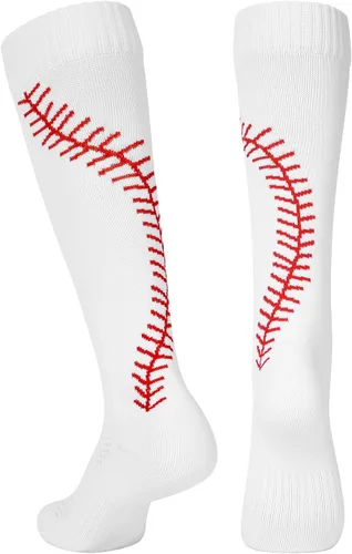 Vista 11 de American Trends Softball Socks with Stripes, Knee High for Women Girls Rosa encendido