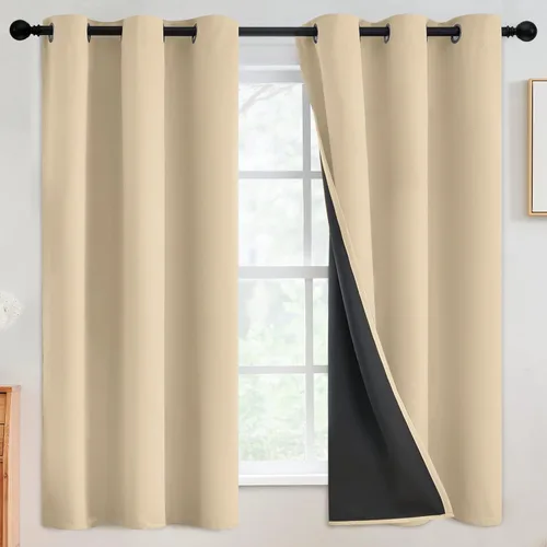 Vista 79 de SimpleHome - Cortinas opacas 100% para recámara, cortinas de ventana con ojales beige, con aislamiento térmico, cortinas de oscurecimiento