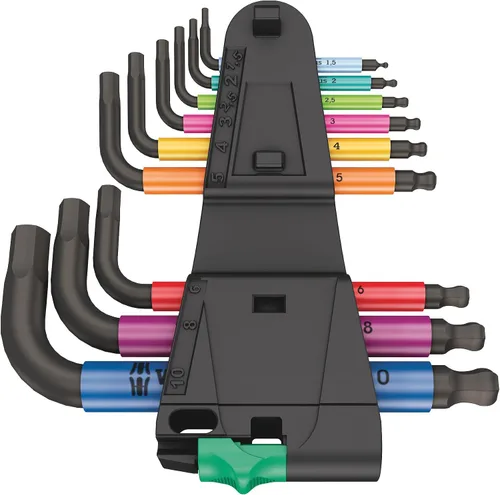 Vista 2 de Wera 5133164001 950/9 Hex-Plus Multicolor Juego de 2 llaves en L métricas, BlackLaser, 9 piezas