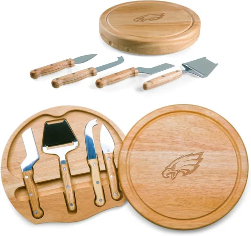 Vista 9 de PICNIC TIME NFL Circo Juego de Tabla de Quesos y Cuchillos - Juego de Tabla de Charcutería - Tabla de Cortar de Madera